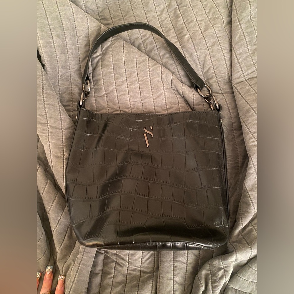 Vera wang black Croc-Embossed Shoulder Bag - Unbranded